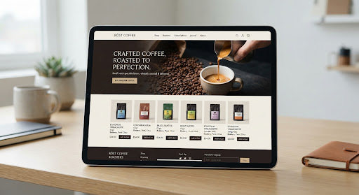 Screenshot strony e-commerce dla palarni kawy.